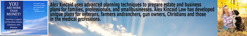 A book cover featuring a quote about the sky and clouds, titled "The Family Farm: Passing & Protecting Your Legacy - Alex Kincaid Law